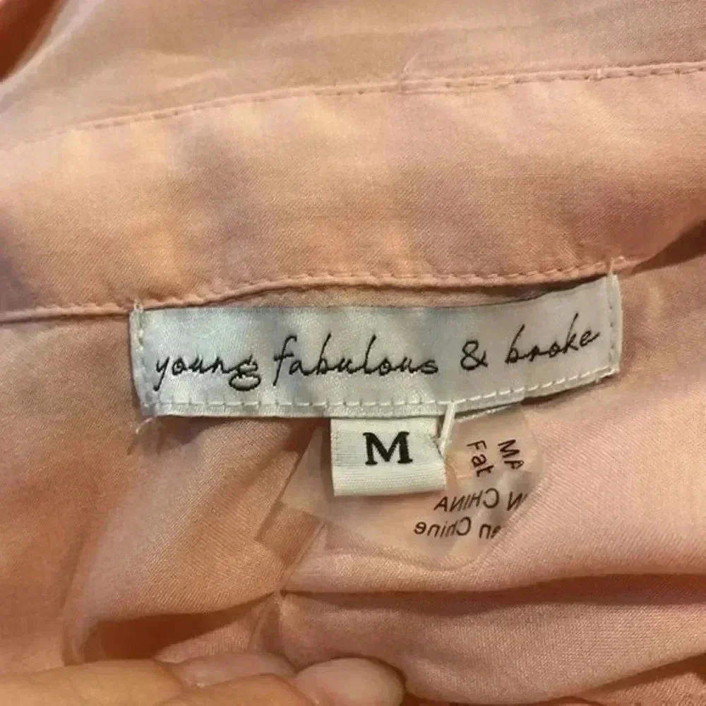 Young Fabulous & Broke Oversized Ombré Button Shirt Pink Orange